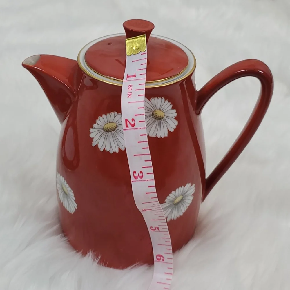 Rare Notitake Nippon Toki Kaisha Red Daisy Pottery Mid-Century Modern Vintage